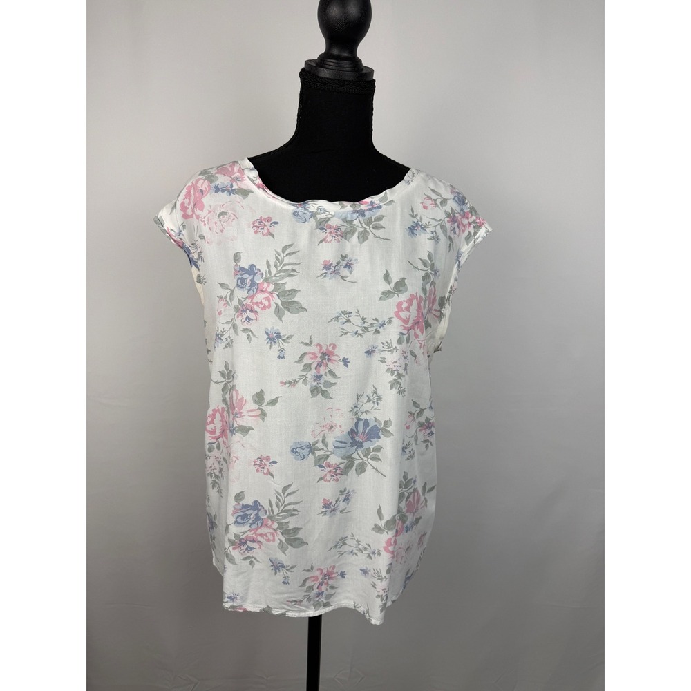 Abercrombie & Fitch Floral Sleeveless Blouse White Pink Blue Sz S